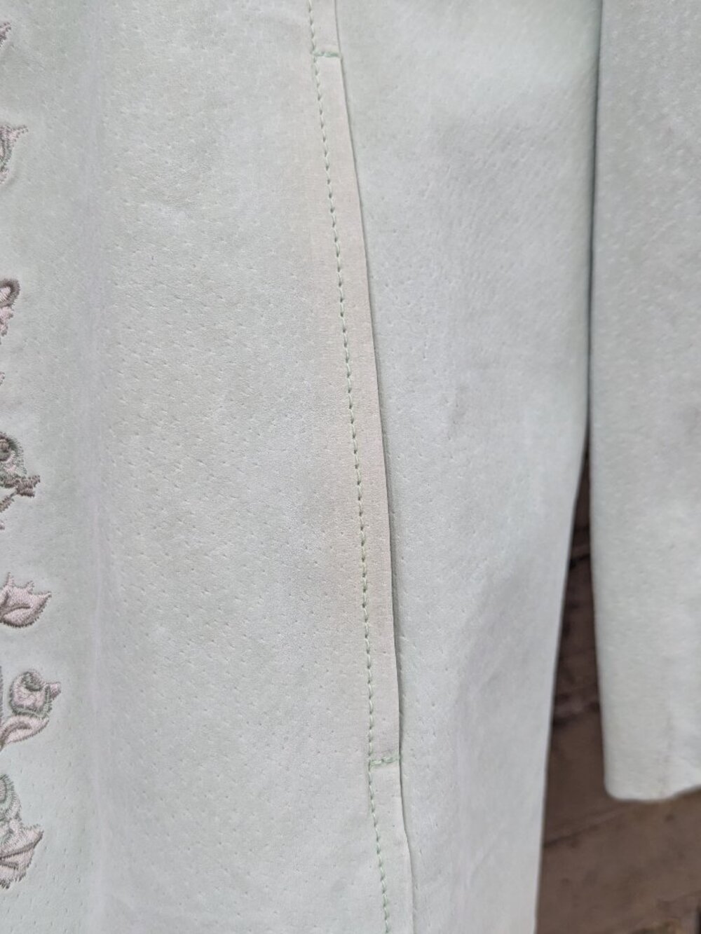 Northern Reflections Mint Green Embroidered Suede Leather Jacket Cottagecore XL - Picture 8 of 10